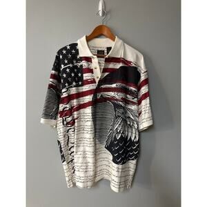 Men’s Size XL Cotton Traders Red White Blue We The People Eagle Patriotic Polo